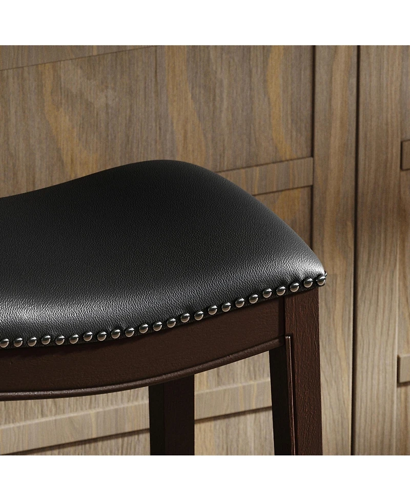 Clihome 26 Inch Counter Height Bar Stool Solid Wood Frame with Pu Leather Seat