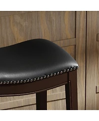 Clihome 26 Inch Counter Height Bar Stool Solid Wood Frame with Pu Leather Seat