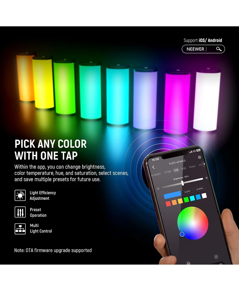 Neewer TL97C Led Video Light with 2500mAh, 2500K8500K, Cri 97