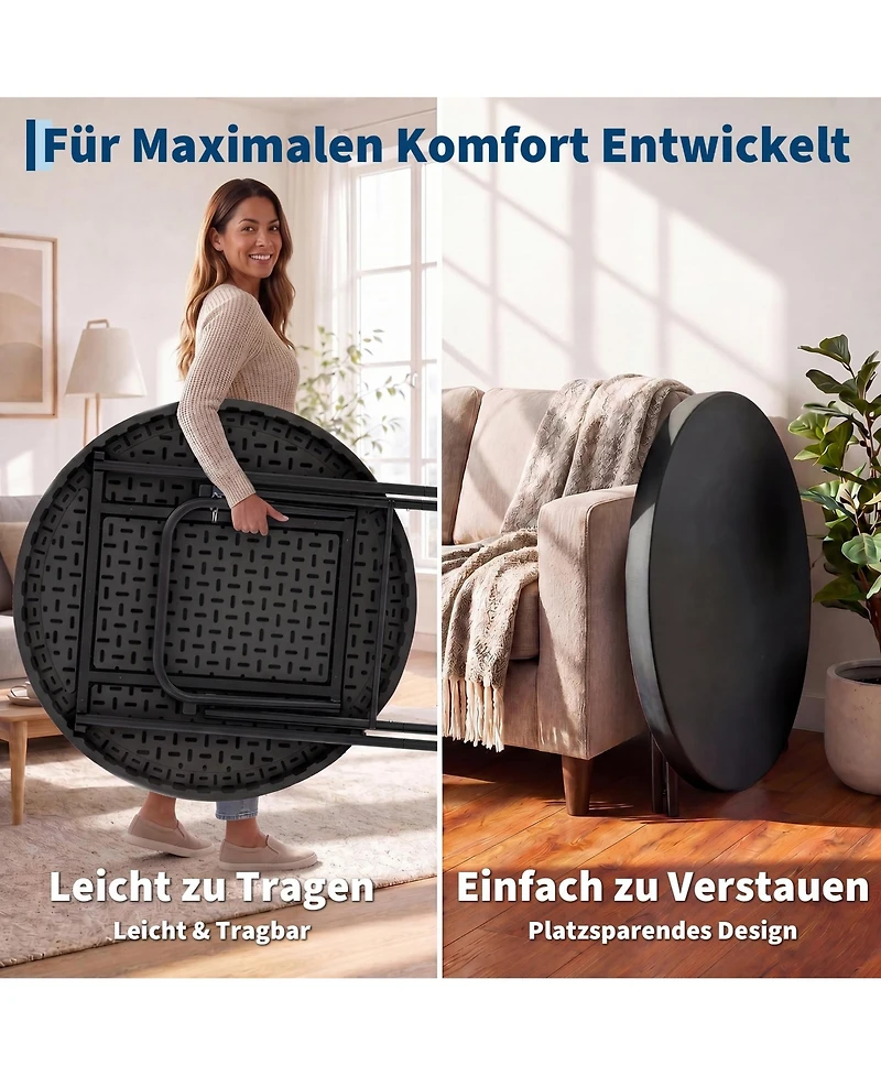gaomon 2 pieces 32" Outdoor Hdpe Round Folding Cocktail Table, Bar Table for Patio Backyard Indoor and Events