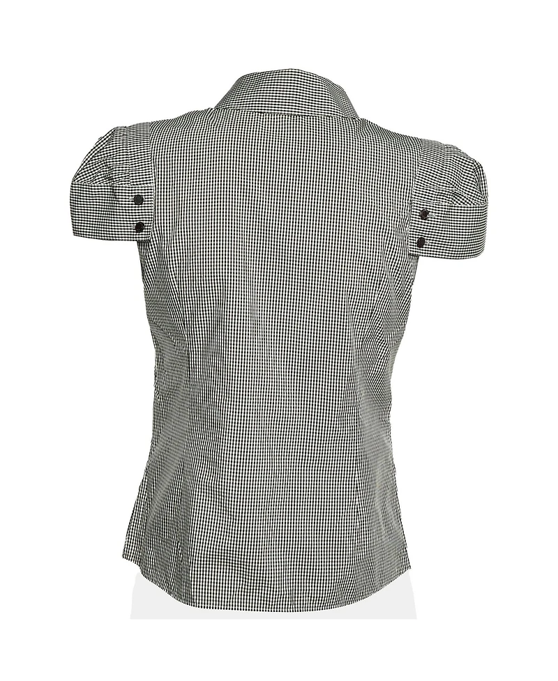 Pre-Owned Alexander Mcqueen Women's Gingham Puff-Sleeve Cotton-Blend Shirt