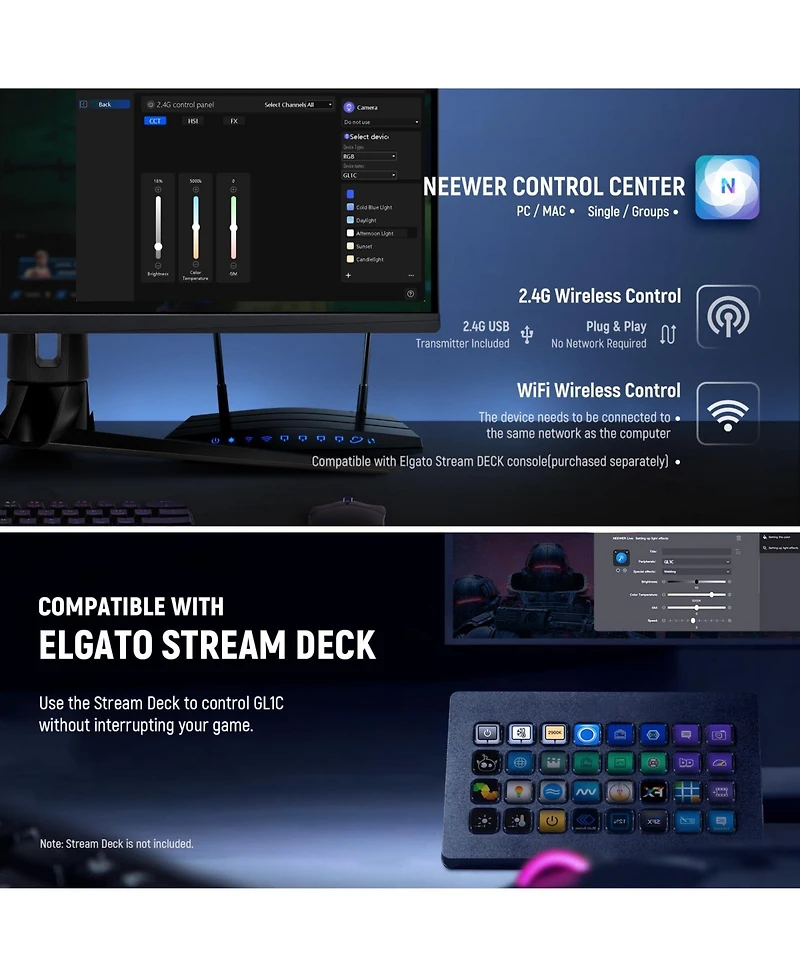 Neewer GL1C Camera and Photo Accessory with 48W, 2900K-7000K, Rgb