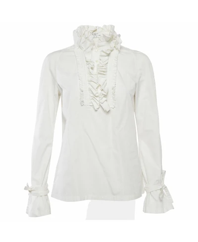 Pre-Owned Givenchy Women's Ruffled Cotton Poplin Blouse