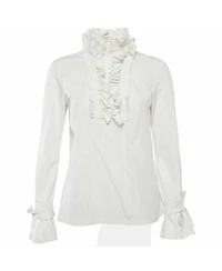 Pre-Owned Givenchy Women's Ruffled Cotton Poplin Blouse