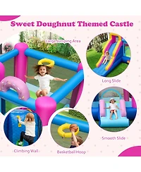 Gymax Inflatable Bounce House with Slides Jumping Area Climbing Wall 735W Blower for Yard