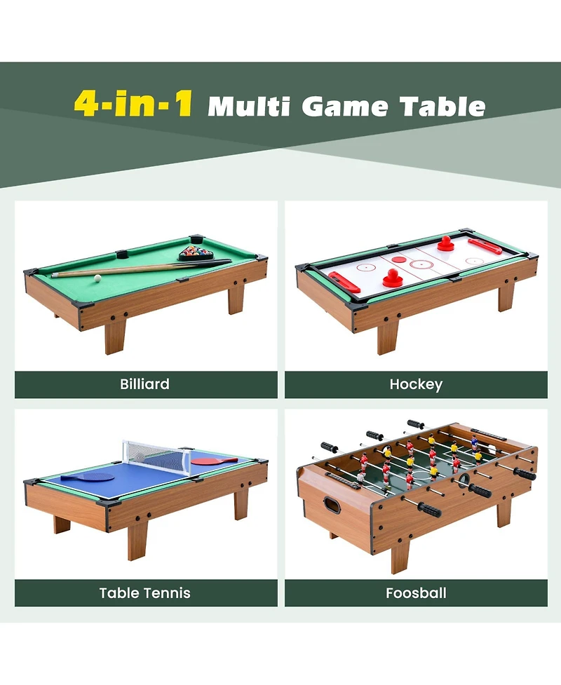 Slickblue Multi Game Table 4-in-1 Set with Foosball, Pool, Air Hockey and More