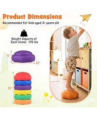 Gymax 6 Piece Stepping Stones for Kids Non-Slip Balance Sensory Toys Indoor Outdoor