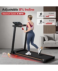 Zeny Treadmill with 8% Incline, Portable Treadmills, Foldable Treadmills with 265 Lbs Capacity,3.0HP Treadmill with 4 Adjustable Support Feet