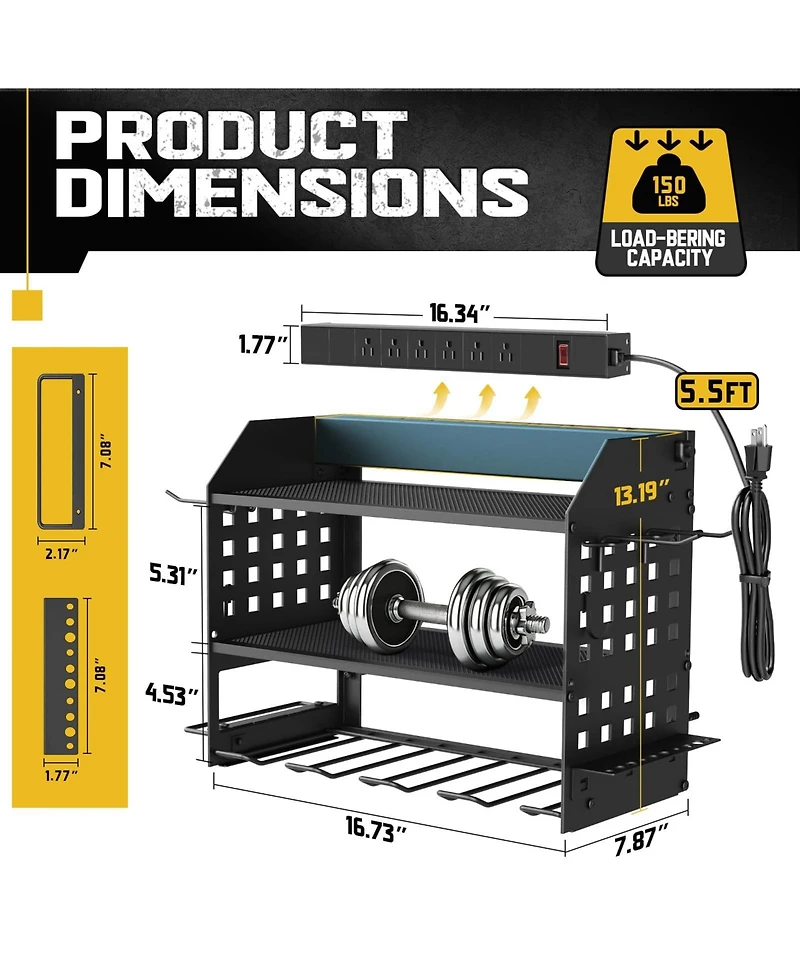 Xdovet Power Tool Organizer Charging Station Wall Mount Drill Holder Rack Workshop Storage