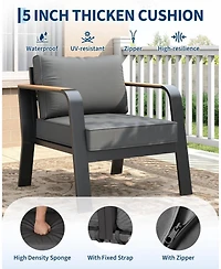 gaomon Outdoor 2 Pieces Single Cushioned Sofa Armchair, Outdoor Furniture for Garden, Balcony, Deck, Backyard