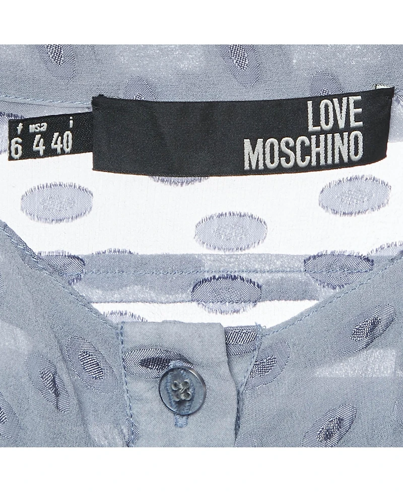 Pre-Owned Love Moschino Women's Fil Coupe Silk Ruffle-Front Top