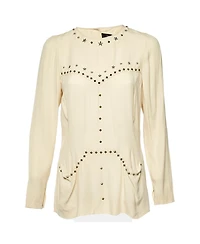 Pre-Owned Isabel Marant Women's Crepe Studded Long Sleeve Blouse