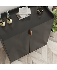 Clihome Modern Wine Bar Cabinet, Adjustable Storage Sideboard Buffet with Rack