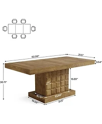 Tribesigns 63 inch Dining Table for 4-6, Farmhouse Wooden Rectangular Dinner Table