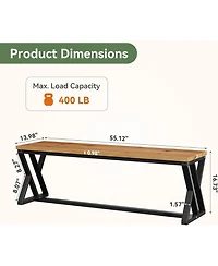 Tribesigns Solid Wood Entryway Shoe Bench, 55" Long End of Bed Bench with Metal Legs