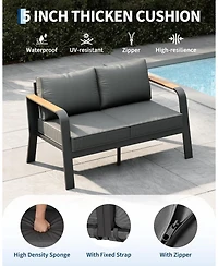 gaomon Outdoor 2-Seat Aluminum Patio Sofa Chair, Outdoor Furniture for Garden, Balcony, Deck, Backyard