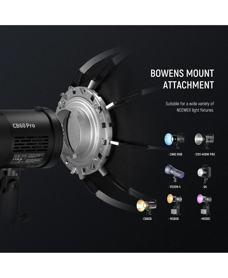 Neewer CB60 Softbox with 45cm, Rgb for Godox Aputure Video Studio Light