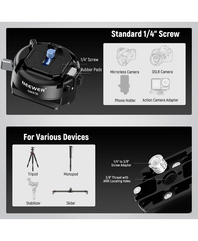 Neewer GM47B Camera Tripod for Dji Ronin Rs 4 Pro Rs 3 Rs