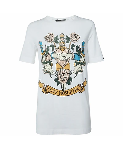 Pre-Owned Love Moschino Women's Beaded Cotton Belted Shirt