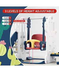 homfan 7-in-1 Toddler Slide and Swing Set, Kids Climber Play Set with Extra Long Slide, Basketball Hoop, Soccer and Multi Game for Indoor Play