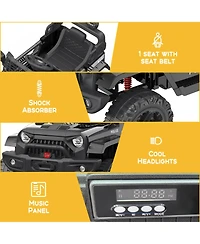 homfan 40.2 x 22.8 11.8 Inches Kids Electric Ride On Car 12V Battery Powered Dual Drive Toy with Led Lights Music Horn for Outdoor Play