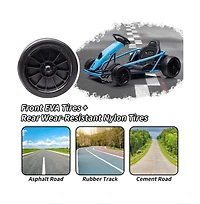 homfan 45.7 x 23.1 11.4 Inch Kids Electric Drift Go Kart, 24V High Speed Racing Kart with 2 Batteries, Metal Frame for Outdoor Driving Fun
