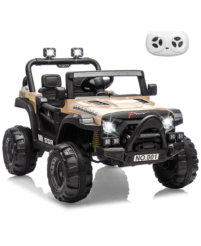 homfan 12V Electric Ride-On Car, Parent Remote Control, Spring Suspension, Music, Led Lights, Horn, 3 Speeds up to 4.1MPH