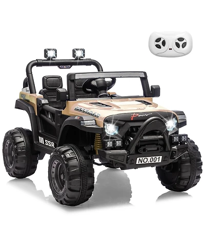 homfan 12V Electric Ride-On Car, Parent Remote Control, Spring Suspension, Music, Led Lights, Horn, 3 Speeds up to 4.1MPH
