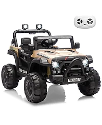 homfan 12V Electric Ride-On Car, Parent Remote Control, Spring Suspension, Music, Led Lights, Horn, 3 Speeds up to 4.1MPH