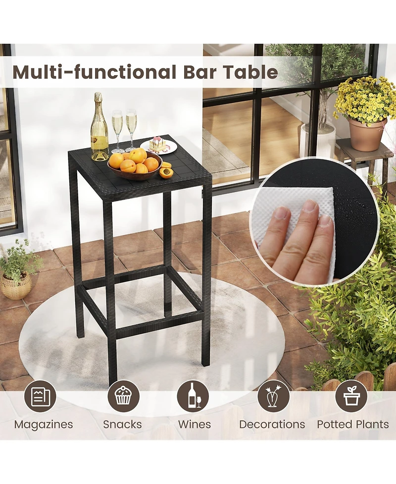 Gymax 3 Piece Patio Bar Set Bistro Table and Chairs with Heavy Duty Metal Frame