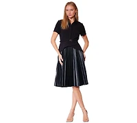julia jordan Women's Collared Pleated Skirt Short Dress