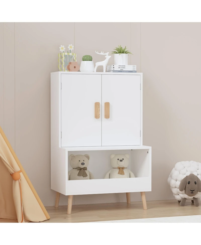 flynama Kids Toy Storage Cabinet with Doors and Open Shelf