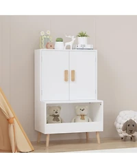 flynama Kids Toy Storage Cabinet with Doors and Open Shelf