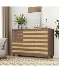 Flynama Hand Carved Buffet Sideboard Cabinet with Adjustable Shelves