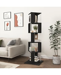 flynama 5-Tier 360 Degree Rotating Bookshelf with Acrylic Panels Display Shelf