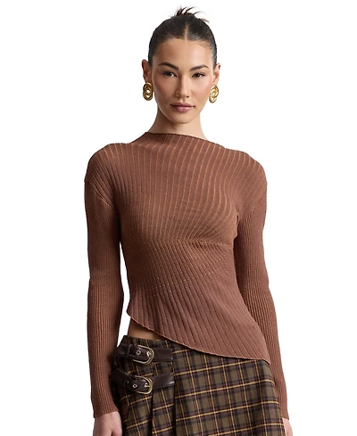 Avec Les Filles Women's Long-Sleeve Radial Rib Sweater