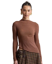 Avec Les Filles Women's Long-Sleeve Radial Rib Sweater