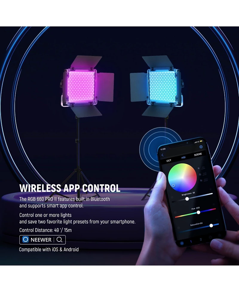 Neewer RGB660 Camera Tripod with 50W, 5600K, CRI97