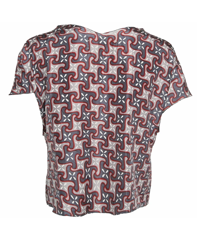 Pre-Owned Marni Women's Geometric Print Silk Draped Blouse