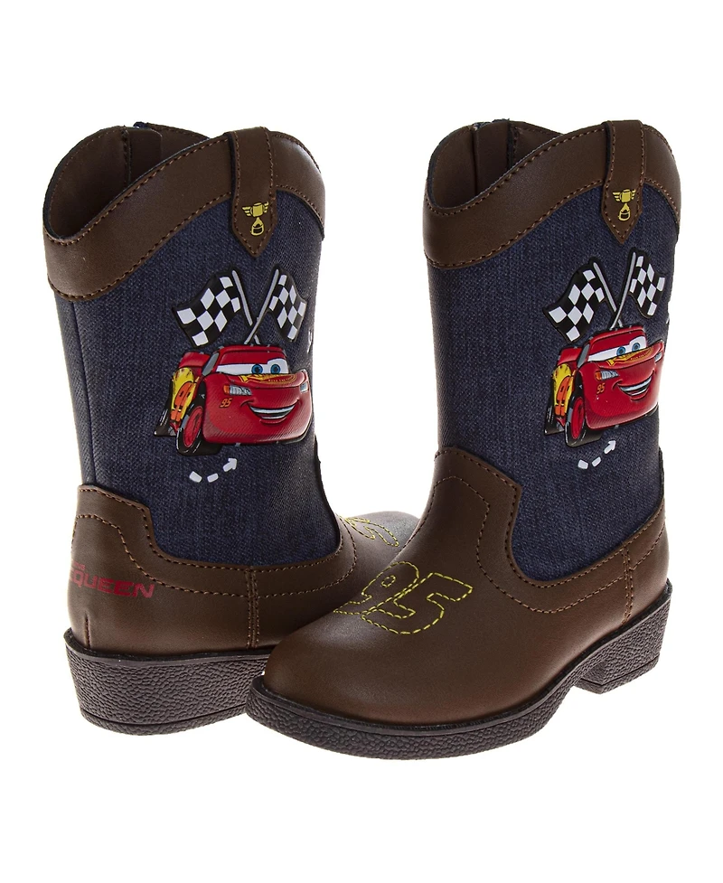 Disney Big Boys Cars Lightning ( 6 to 12 ) McQueen' Cowboy Boots CalfHigh Western Style