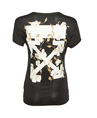 Pre-Owned Off-White Women's Flowers Logo Graphic T-Shirt