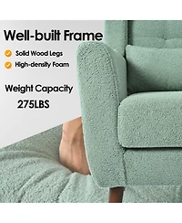 Clihome Modern Accent Chair,Teddy Fabric Living Room Chairs Comfy Reading Chair,Mid Century Chair, Lounge Armchair for Bedroom