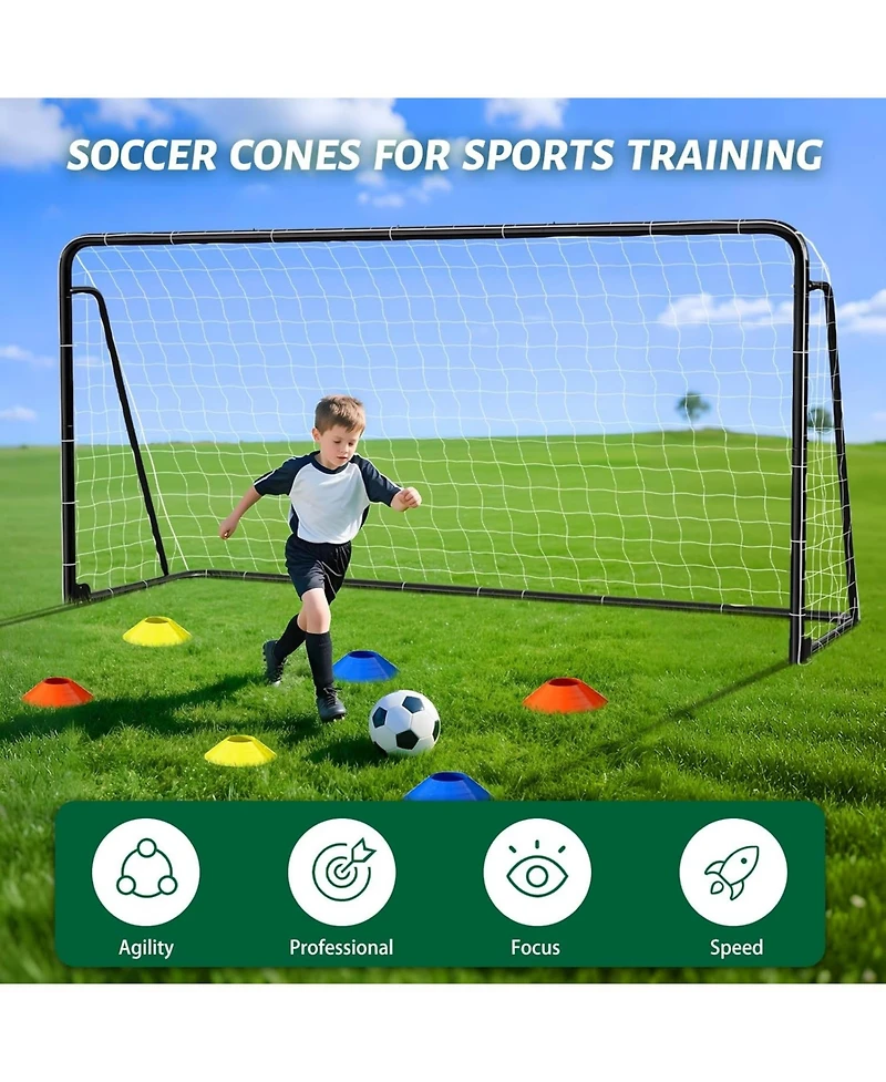 Aboron Heavy-Duty Metal Soccer Goal for Backyard and Training - Professional Steel Frame with Net Cones