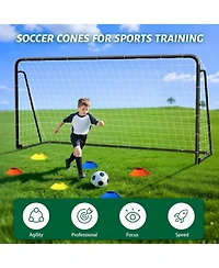Aboron Heavy-Duty Metal Soccer Goal for Backyard and Training - Professional Steel Frame with Net Cones