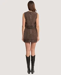 En Saison Womens Dark Brown Zipper Back Top Dark Brown Zipper Back Mini Skirt