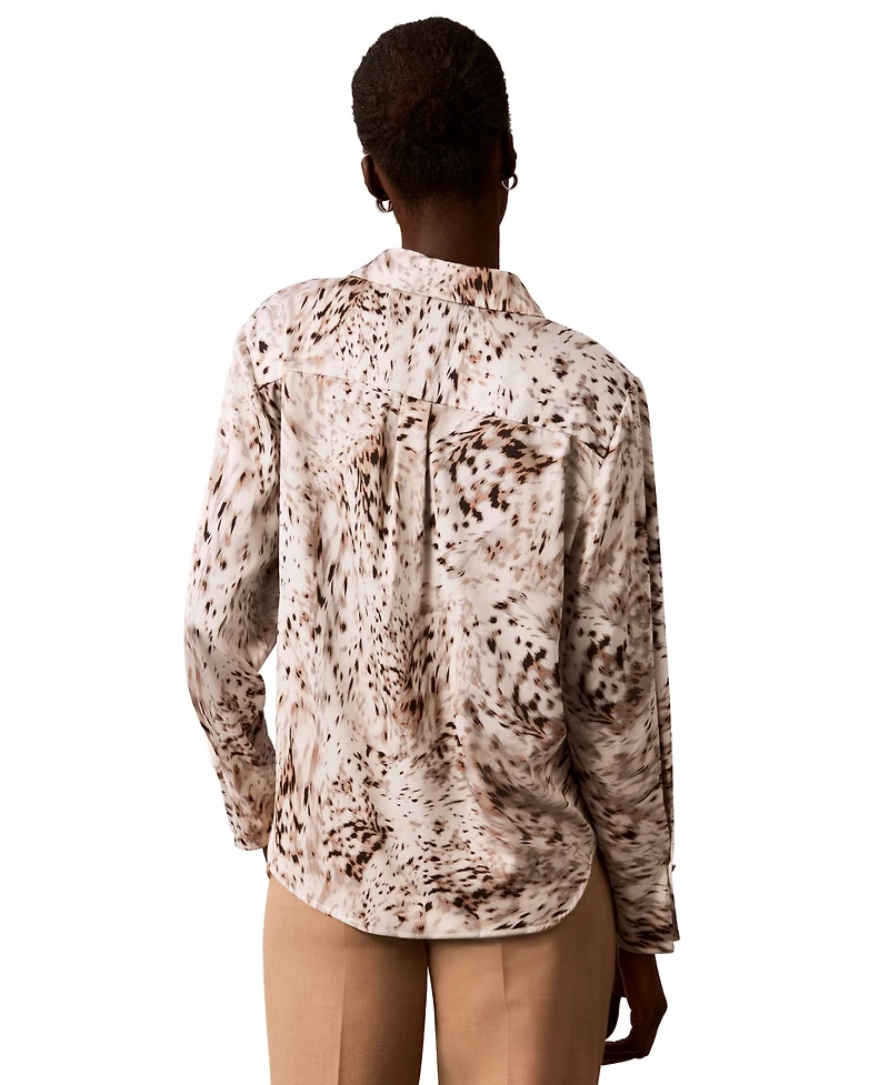Calvin Klein Women's Printed Collared Neck Shirt
