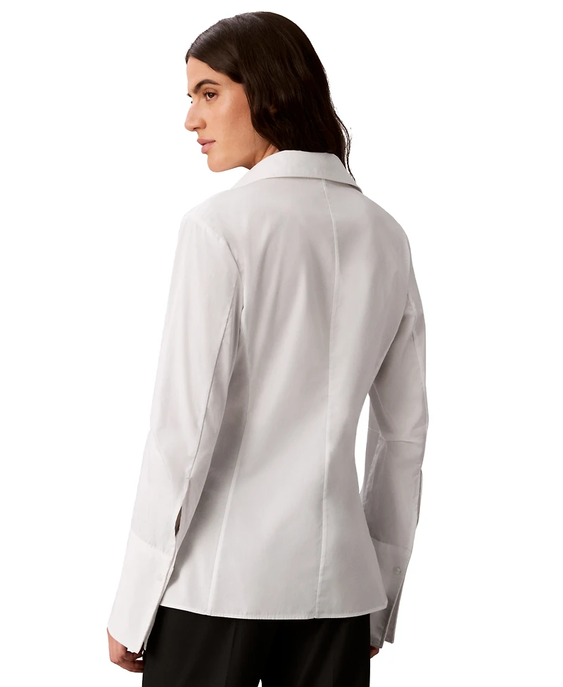 Calvin Klein Women's Collared Neck Long-Sleeve Shirt