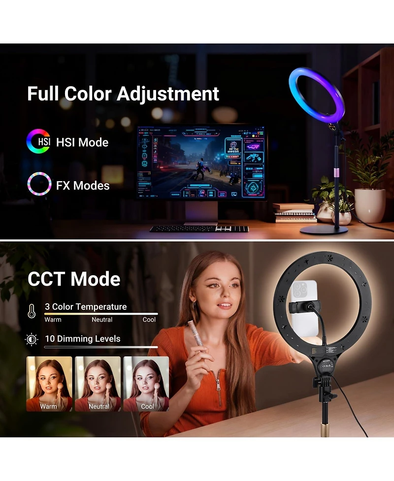 Neewer N37 Ring Light with 10W, CRI85, Rgb for select iPhone models