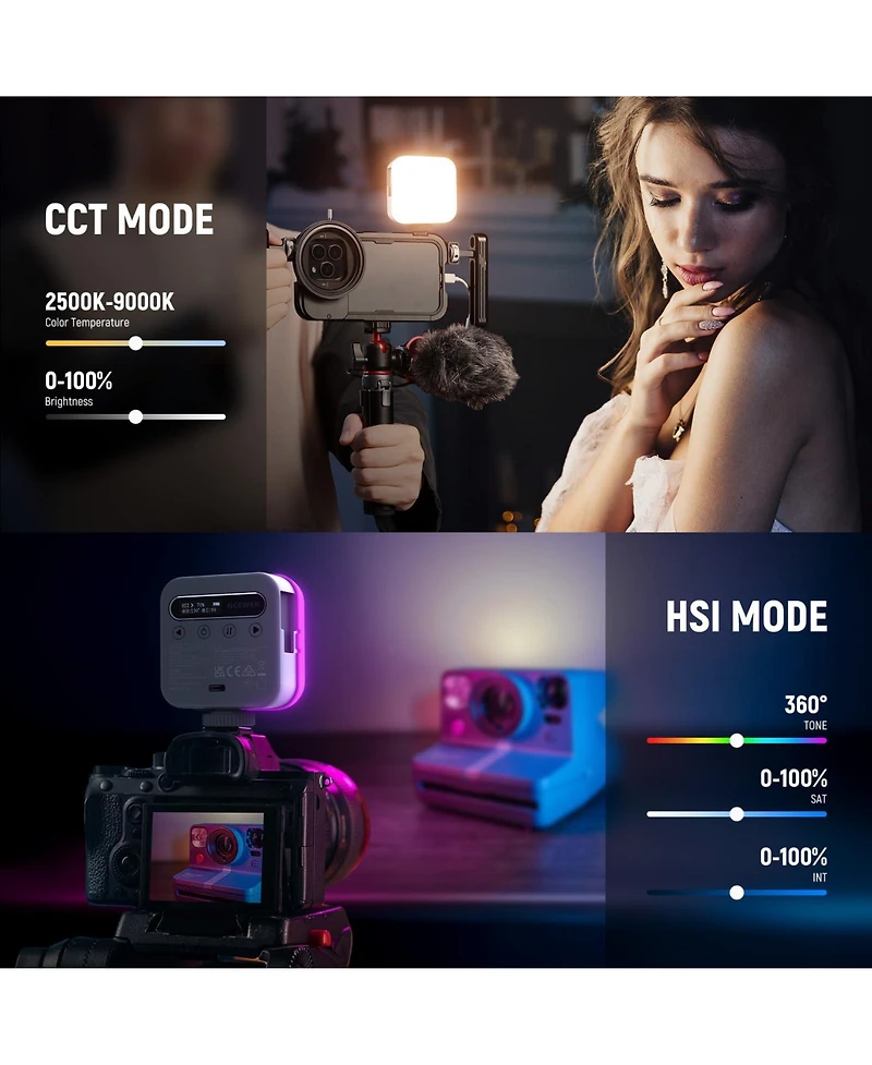 Neewer CRI96 Led Video Light with 2000mAh, 9000K, CRI96