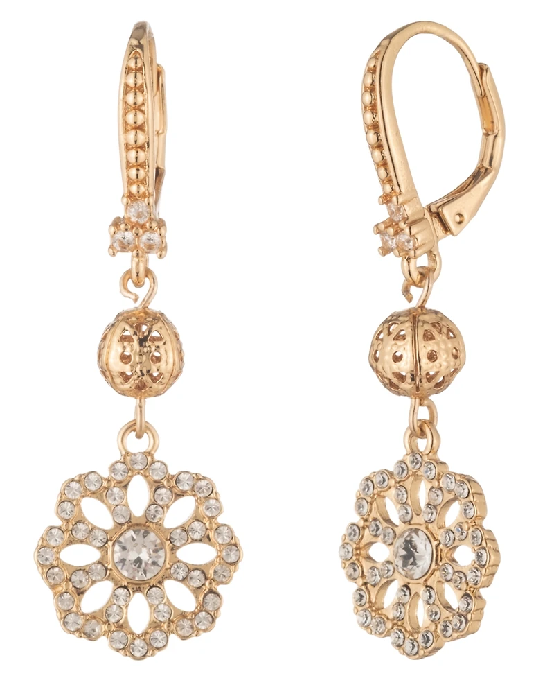 Marchesa Crystal Filigree Beaded Double Drop Earrings